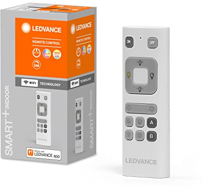 LEDVANCE Smart Fernbedienung in weiß, WiFi remote control zur Änderung der Farben, An-/Auschalten und Dimmen von Produkten, 32g, 41mmx120mm, Batterie betrieben 2xAAA, RGBW Farbsteuerung