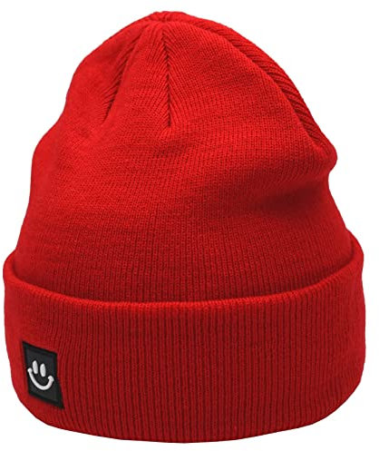 55cube Mütze mit Totenkopfmotiv, für Damen und Herren, reines rot, One Size
