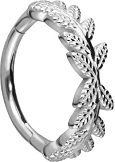 PIERCINGLINE Segmentring Clicker Chirurgenstahl | BLÄTTERKRANZ | Piercing Ohr Helix Conch | Farb & Größenauswahl