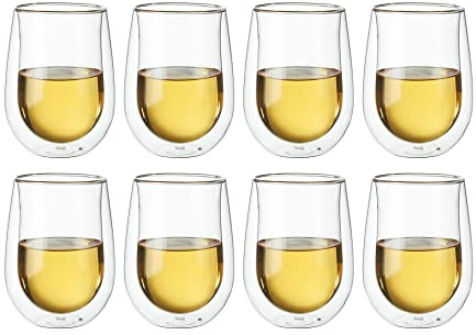 ZWILLING Sorrento Doppelwandiges Weißweinglas-Set ohne Stiel, 8-teilig