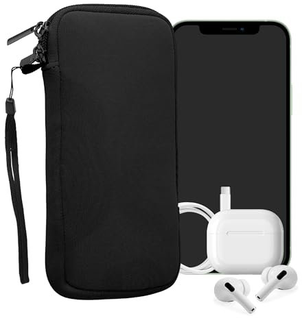kwmobile Handytasche für Smartphones XXL - 7 - Neopren Handy Hülle Schwarz - Handy Tasche 17,7 x 8,5 cm Innenmaße