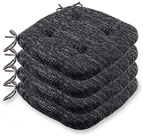 etérea 4er Set Sitzkissen - Levio Stuhl Kissen in 40x40 cm – fest & weich gepolstert - Indoor & Outdoor Stuhlkissen - Made in Germany - Grau
