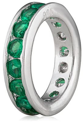 NKlaus Silber 925 Kettenanhänger Ring Rund mit Grüne Zirkonia anlaufgeschützt Taufring 3952