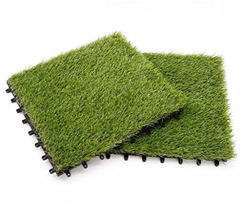 Dalles Gazon Artificiel Dalles De Gazon Artificielles À Emboîtement, Tapis De Gazon Synthétique avec Trous De Drainage, Convient pour La Maternelle/Aire De Jeux/Jardin 30x30cm/12x12 (Size : 18pcs)