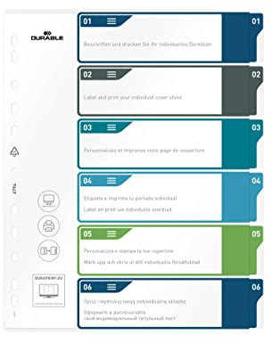 Durable Register 1-6, A4+ hoch, beschriftbares Indexblatt, 100% recycelbar, mehrfarbig, 679427