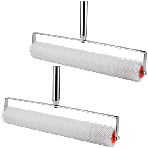 SEHOI 2 Pack 19 Inches Spiked Screeding Compound Roller, Self-Leveling Spike Roller, Floor Screed Spiked Roller Compound Paint Roller to Remove Bubble, 15mm Needle