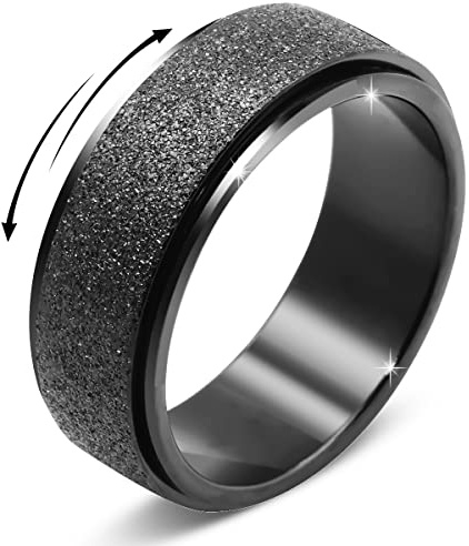 Spinnring ångestring för kvinnor män: Titan rostfritt stål fidgetring för ångest för kvinnor 8 mm bredd svart regnbåge silver färg storlek 7 8 9 10 11 12, 9, metall, ingen ädelsten