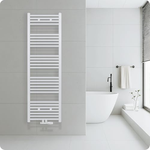 Belrad® Badheizkörper mit Mittelanschluss, Weiß | Moderner Handtuchheizkörper, Qualitätsstahl, Pulverbeschichtet, Wandmontagefähig & wasserbetrieben