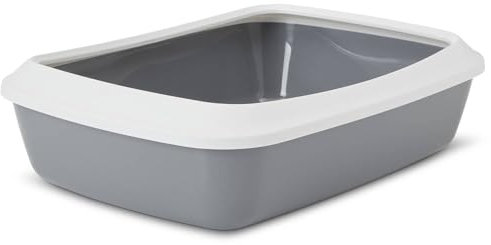 Schalentoilette Katzentoilette Katzenklo mit abnehmbarem Rand grau-Weiss IRIZ