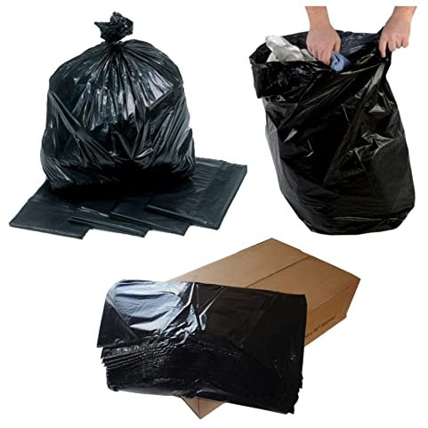 HOT BARGAINS 200 X Black Refuse Sacks Heavy Duty Rubbish Bin Bags Size 18 x 29 x 39'' Capacity 90L (BOX OF 200)