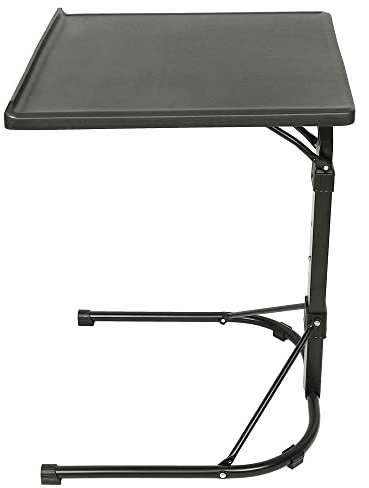 RELOVE Table de Lit pour Ordinateur Portable Hauteur Réglable 5 roulettes Verrouillables Support Pliable Bois Bureau PC Noir, Métal (43 * 43 * 69cm (Noir))