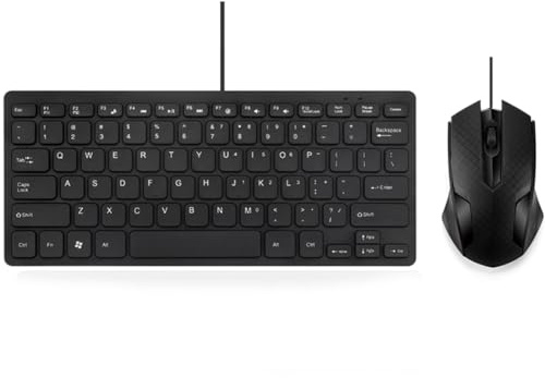 MCSaite Mini clavier filaire et souris Combo – avec housse de clavier USB 60 % pour Windows, PC, ordinateur portable