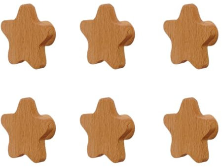 lmoikesz Stilvolles Holz Schrankknopf Set, Heimdekoration, Holz Schrankknöpfe Set mit Schrauben, Holz Möbelknöpfe, Stern