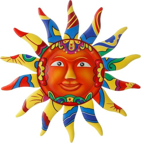 AOKWAWALIY Sun Wall Decoration Metal Hanging Ornament 12.8 Inch Garden Plaque Art for Indoor Outdoor Patio Living Room Bedroom Wall Mounted Pendant
