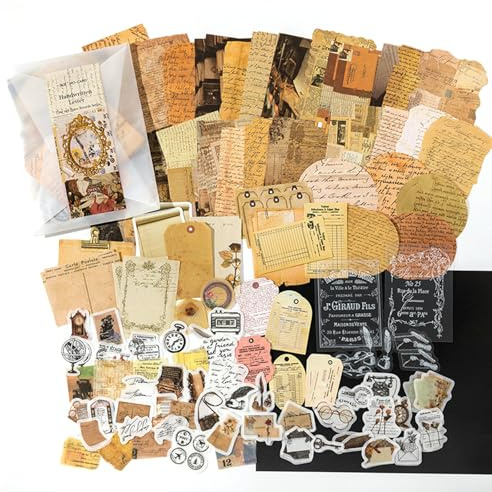200 Pièces Scrapbooking Autocollant Vintag, Fournitures de Scrapbooking Autocollant, Rétro Washi Sticker, Papiers Décoratifs Stickers pour Scrapbooking, DIY Album Photo (Série de lettres)