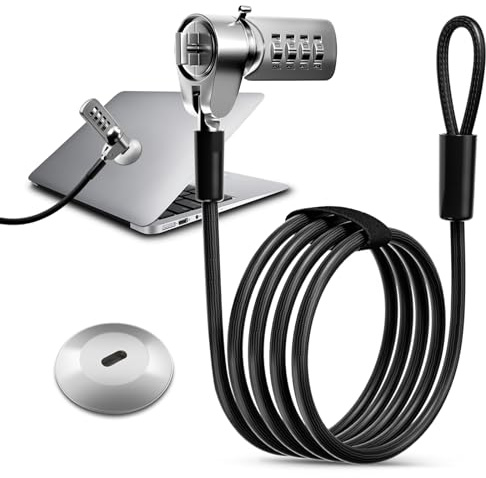 Computer Lock Laptop Lock with Slot Plate 6.23 ft Combination Security Locking Cable Digital Password Protection Lock Cable Anti Theft Lock for Laptop Computer Notebook and Other Device
