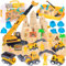 Thedttoy Modelliersand Baustelle,Sand Baustellen Koffer Spielsand mit 2KG Flexibler Bausand,Kranspielzeug,Aufziehauto&Sandformen,Sensorisch Sandspielzeug Zaubersand Geschenk für Kinder Junge Mädchen