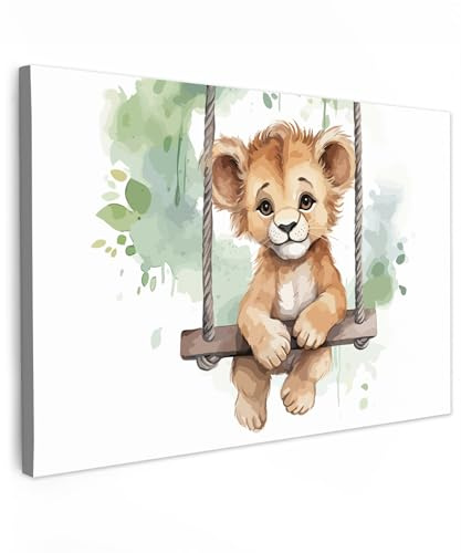 MuchoWow© Wandbilder Wohnzimmer Wanddeko Schlafzimmer Zimmerdeko | 60x40 cm - Wandgemälde Zimmer Deko auf Wand Dekoration Wall Art Löwe - Tier - Kinder - Dschungel - Kinderzimmer - Babyzimmer