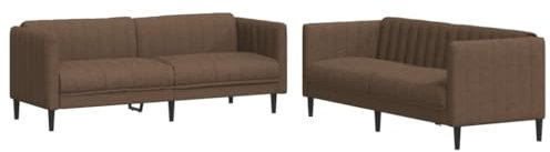 vidaXL Sofagarnitur 2-TLG., Couch Sofa für Wohnzimmer, Loungesofa Polstersofa mit Stützbeinen, Couchgarnitur Sitzmöbel, Modern, Braun Stoff