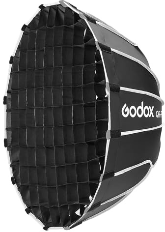 QR-P60T Compact Quick Release Parabolic Softbox with Grid - 4cm Grid Size, 60cm Diameter, 29.8cm Depth, Softbox Weight 0.771kg
