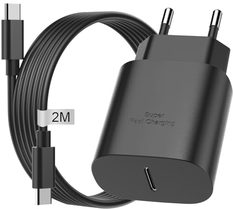 25W Chargeur USB C Rapide pour Samsung Galaxy S25/S24/S23 Ultra/S23/S22 Ultra/S21/A53 5G/A13,Prise USB C Chargeur Type C avec Câble USBC 2M pour Samsung