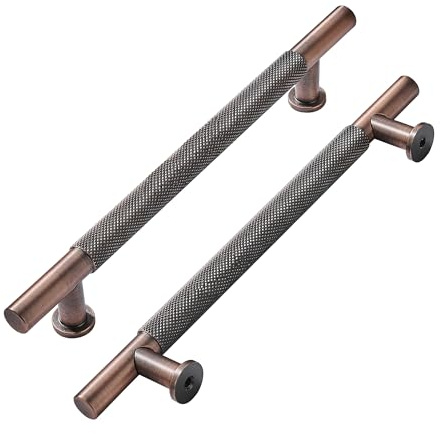 khtumeware Schubladengriffe, gerändelt, gebürstetes antikes Kupfer, Schubladengriffe, Küchen-Hardware, Küchengriffe für Schränke, Schrankgriffe, 256 mm, 5 Stück