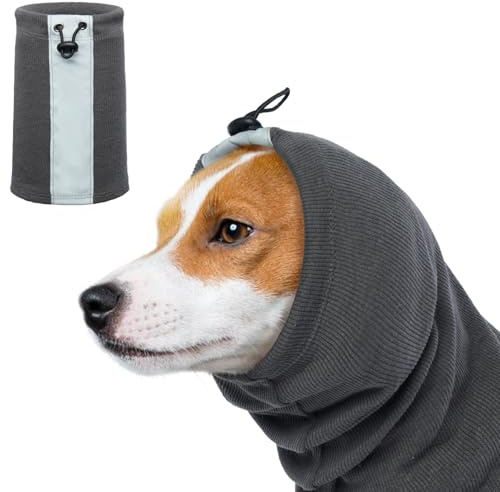 Warme Ohrenschützer Hund, Hundeschal Ohrenschutz Hund Haustiermütze Anti-Lärm-Hunde-Ohrenschützer Hundehalsband Gehörschutz-Ohrenschützer für Katzen und Hunde(Grau, S)