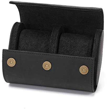 YENVWG Handgefertigte Uhrenrollen Box Reise Uhrenrolle mit Samt Armbanduhrhalter Ringe Vitrinen für Männer Erwachsene