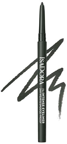 IsaDora Kajal, impermeabile, colore nero, intenso, 24H, forte tenuta senza sbavature, ideale per Smokey Eyes, penna Kajal, colore verde scuro (67 dark green), impermeabile