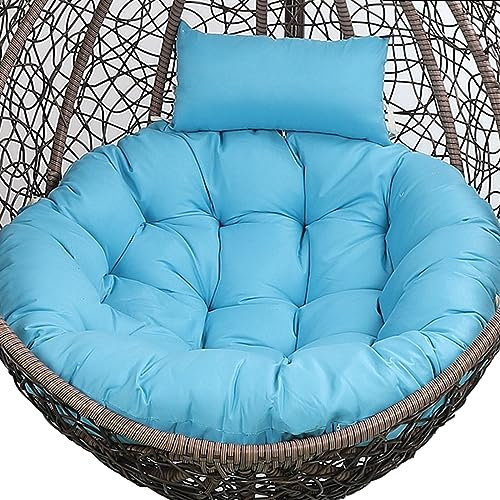 Eierstuhlkissen mit Kopfstütze, waschbar, rund, Ersatzkissen für drinnen und draußen, Hängesessel, abnehmbar, Durchmesser 125 cm, Blau