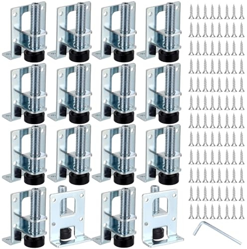 IGNPION Heavy Duty Adjustable Furniture Leveler Feet 16pcs M10 Furniture Leveling Height Legs for Tables, Shelving Units, Cabinets, Workbench, Silver