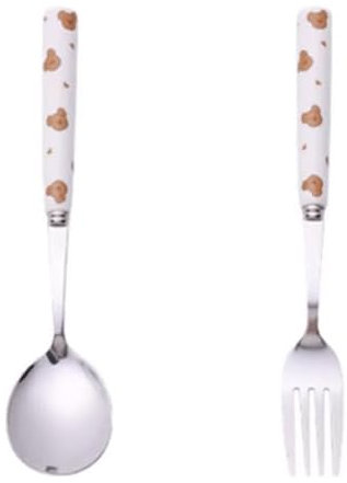ZYLHGIKBAD Set di Posate Carine 2/3 Pezzi Coltello forchetta Cucchiaio Manici in Ceramica forchette da tavola in Acciaio Inossidabile Set di Posate lucidate a Specchio