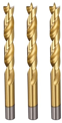 QUARKZMAN 3Pcs Mèche de Perçage Brad Point 12,5mm (31/64) Dia Tige Droite Mèche de Perçage Métrique Brad Point Spirale Twist pour Menuisier Bois Plastique Caoutchouc, Doré