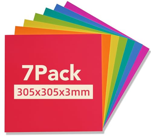 ROWOOD Planchas de madera contrachapada preteñidas, 7 unidades, 305 x 305 x 3 mm, para modelismo, manualidades, grabado láser, quema de madera