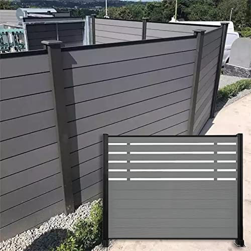 Aluminiumpfosten und WPC-Sichtschutz-Zaunpaneele für den Außenbereich, Garten-Trennwand, Holz-Kunststoff-Konstruktion mit geschlossener Halterung, ideal für Dachschirme und Ständer