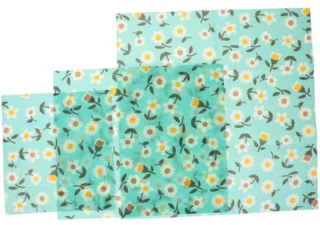 Baluue 3pezzi Pellicola in Cera d Api Per Alimenti Pellicole Per Alimenti Sostenibili Fogli Riutilizzabili Per Conservare Cibo Fresco