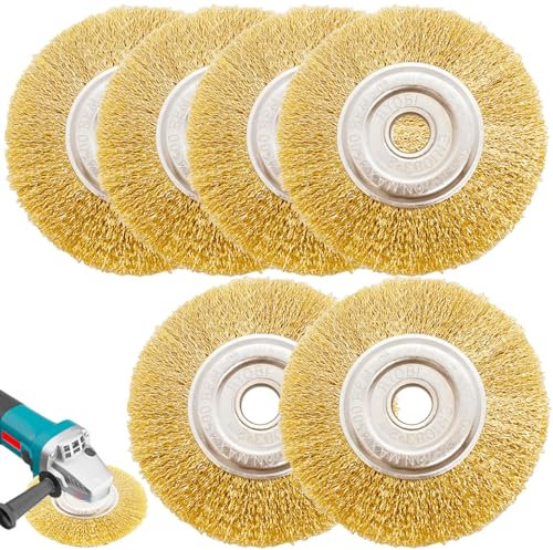 GOMETY 6 Pieces Joint Brush, 11.5 cm Steel Wire Joint Brush, Multibrush, Brass Brush, Compatible with Majority Wire Brushes, Replacement Brush for Garden, Weedbrush Accessories, Rust Removal