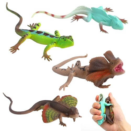 UOCAI 4 Pezzi Lucertola Modello, Giocattolo lucertola, lucertola di Plastica, Lucertole Simulate, Figure realistiche di lucertole, Oggetti Di Scena Per Scherzi, Giocattoli Da Gioco Per Bambini