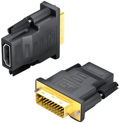 2 PCS DVI to 1 Adapter,Bidirectional 1 to DVI-D Adapter with Gold-Plated Connectors,dvi to 1 Compatible with Computer Monitor, HDTV, TV Box, DVD and Other