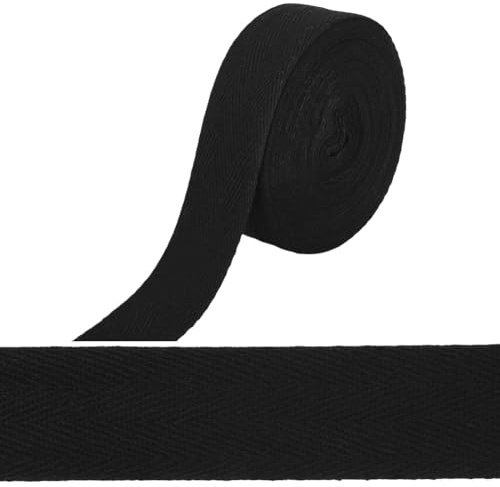 GORGECRAFT 10 m X 3cm Baumwoll Twillband Schwarzes Schrägband Fischgrätenband Rolle Gurtband Zum Nähen von Kleidung Schneidern Teppichnahtbindung Geschenkverpackung Basteln Homer Decor