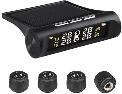 Tpms Sistema de control de presión de neumáticos for automóvil inteligente inalámbrico con energía solar y pantalla ajustable de 4 sensores a prueba de agua IP68 Medidor Presion Neumaticos(External se