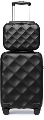 British Traveller Hartschalenkoffer Set mit Kosmetiktasche, Leichter Reisekoffer aus ABS+PC mit TSA-Schloss, 4 Rollen Koffer Trolley