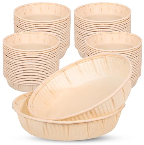 MAQUITA 200 Pcs Mini Tart Pans for Baking, 4 Inch Disposable Paper Pie Tins for Small Pies, Tarts, Quiches, Cinnamon Rolls, Microwave safe, Desserts Oven safe
