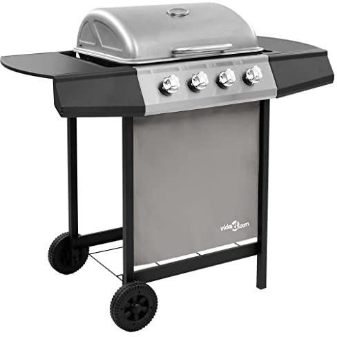 Générique Barbecue Gril à gaz avec 4 brûleurs Noir et argenté, Maison & Jardin, Arts de la Table & Arts culinaires, Électroménager de Cuisine, Barbecues, Argent, (Poids 15.4KG)