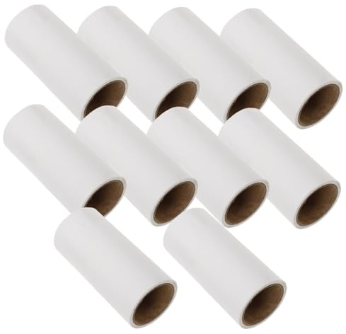 ORFOFE 10pcs Lint Roller Refills 600 Sheets Sticky Pet Hair Remover Replacement Strips 10cm for Home Office Clothes and Floor Fur Removal