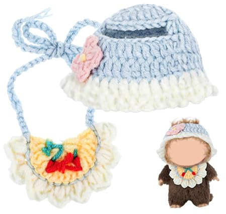 SUPVOX Set Accessoires Vêtements Poupée Compatible Bandeau Tissu Doux et Bavoir pour Poupée Chapeau Fait Main Tenue Élégante pour Fille Accessoire pour Maison