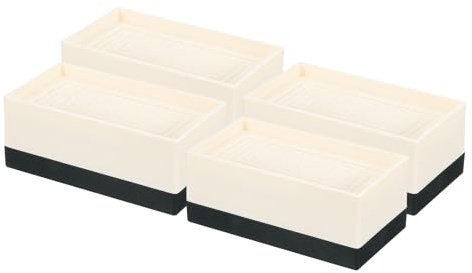 sourcing map 4Pcs Bed Risers, Square Heavy Duty Stackable Lift Block to 1.9 Inch, Plastic Furniture Risers for Desk, Chair, Table, Sofa Legs, Washing Machine, Beige