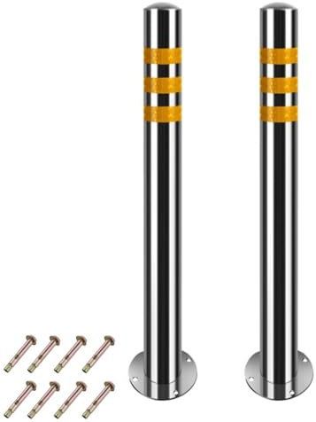 LYUCAYHQ Plot de Chantier en Acier Inoxydable 304 avec Bandes Réfléchissantes, Barriere de Parking pour Parkings, Trottoirs et Barrières de Sécurité(9x60cm/3.5x24in)