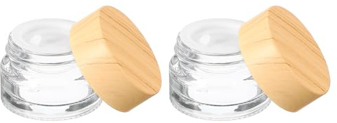 sourcing map 2 Pcs Glass Cosmetic Containers 5ml/0.18oz Empty Round Cosmetic Jars with Leakproof Lid Refillable Glass Cream Jar Makeup Sample Containers for Lotion Lip Balm Eye Cream, Clear