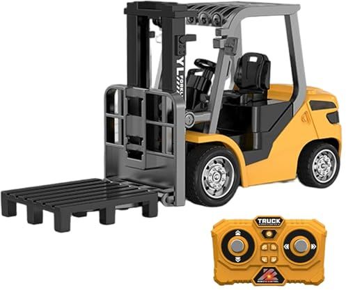 Pineeseatile Mini Carrello Elevatore Telecomandato, Carrello Elevatore Giocattolo, Telecomando a 3 velocità con Luci e Suoni, Veicoli da Costruzione RC Ricarica USB 1:64 per Ragazzi Ragazze Bambini
